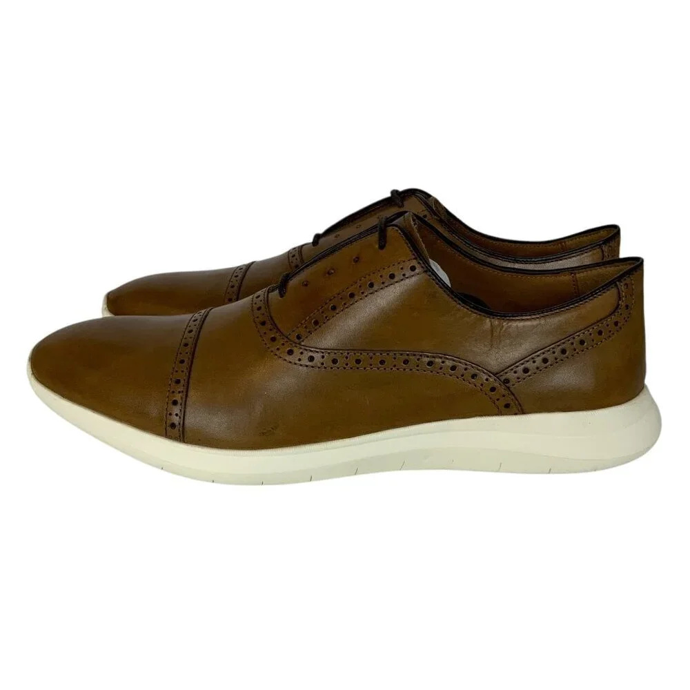 Johnston & Murphy Hennings Cap Toe Oxfords Mens 11M Brown Leather TruFoam Sole - Picture 3 of 11